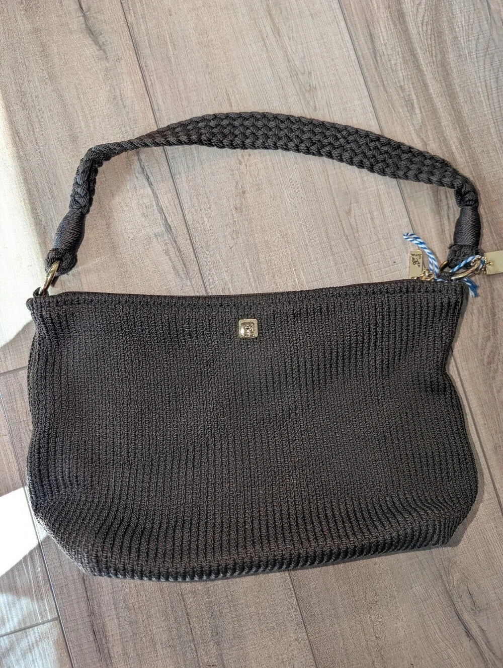 Black Woven Shoulder Bag - Classic Women's Knit Handbag
